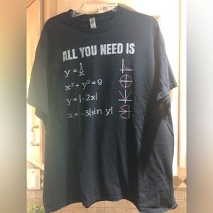 Gildan Black Heavy Cotton “All You Need is Love” Math Algorithm T-Shirt XL